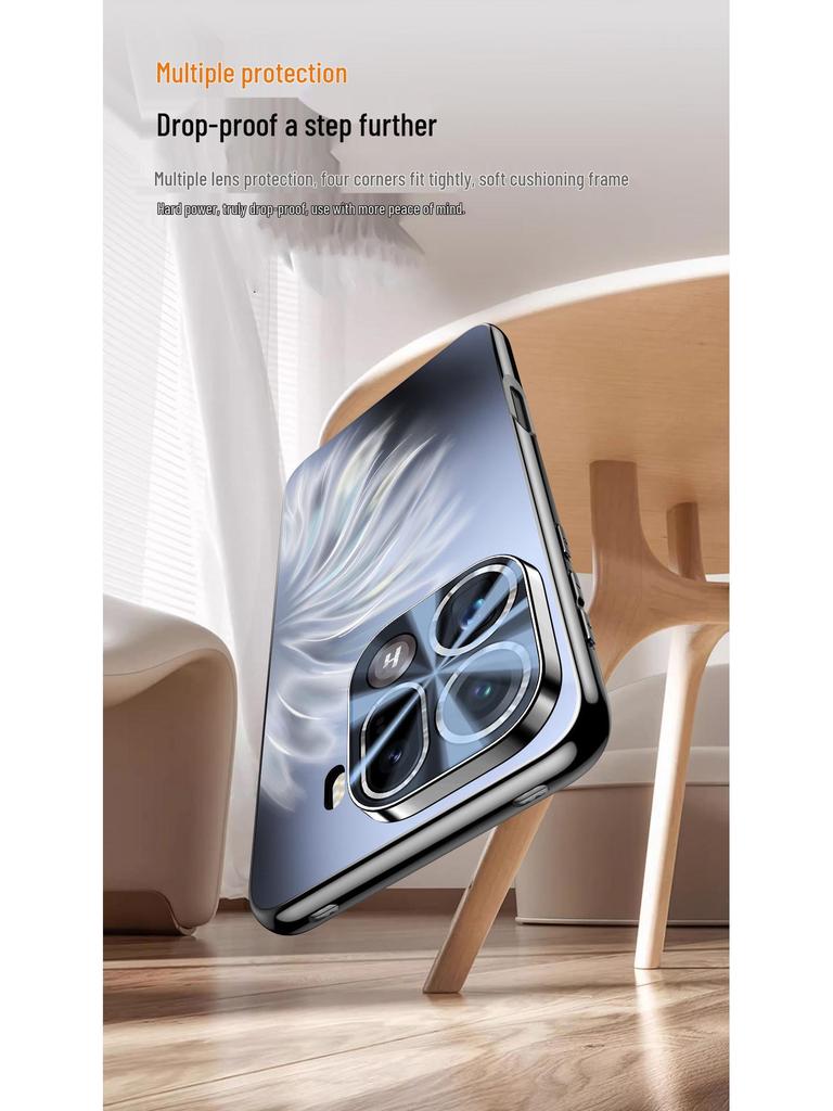 Mermaid Princess Electroplated Phone Case for OPPO Find X9 Pro, Light Luxury, Full Lens Coverage, Anti-Drop, Reno14 Hard Shell