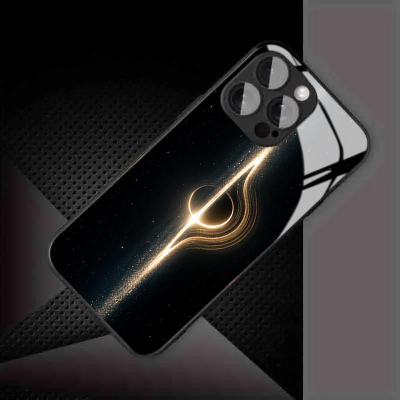 Interstellar Black Hole Light Tempered Glass Phone Case for iPhone 17 13 12 11 Pro Max 14 15 16 Plus X XR XS 7 8 16E 17Air Cover