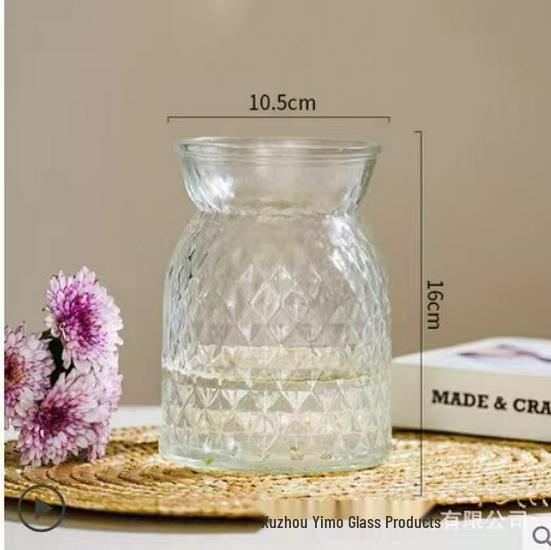 Nordic Light Luxury Crystal White Glass Vase with Wooden Holder for Fresh Flowers - Living Room Decor