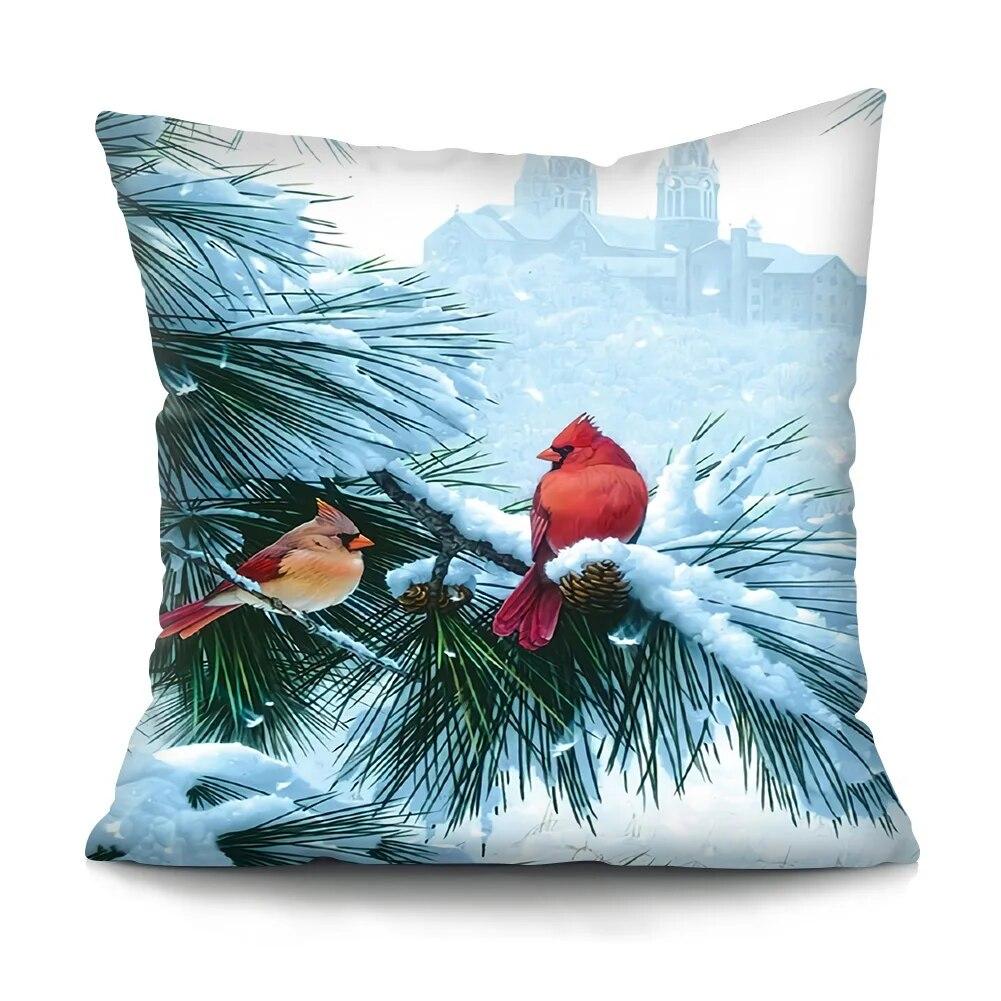 Bedroom Living Room Cushion Cover Oil Painting Bird Cushion Cover Chinese Style Car Sofa Home Decor Pillowcase