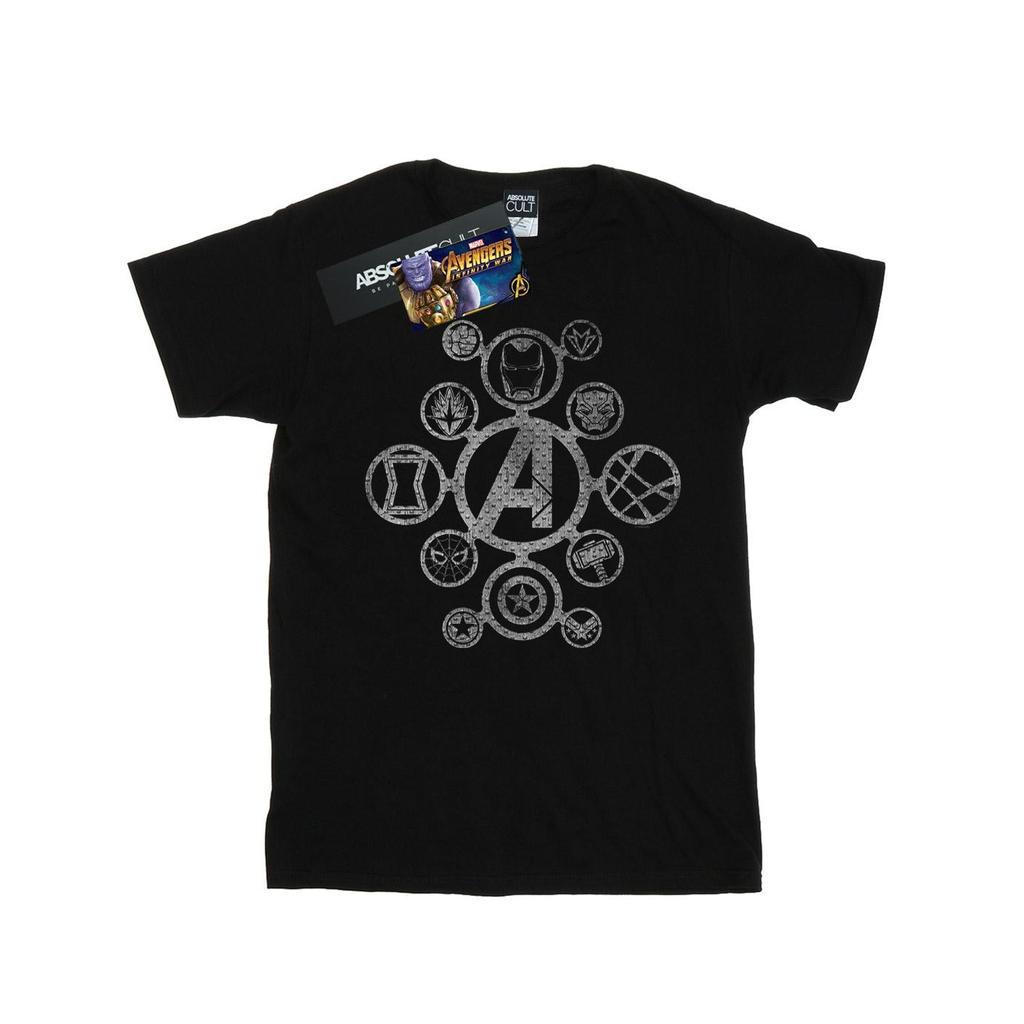 Marvel Menn Avengers Infinity War Distressed Metal Icons T-skjorte