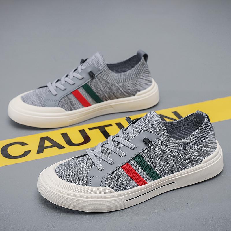 2025 New Men's Casual Mesh Sports Shoes - Summer Breathable Running Shoes with Color Blocked Stripe Design Flat Shoes Designer