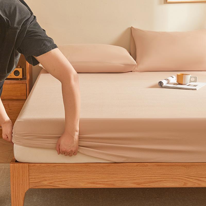 Plain Color Fitted Sheet Queen Size Bedsheets Soft Bed Linen with Elastic Band Home Bed Cover sabanas (Pillowcase Need Order)