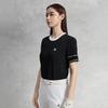 Fila Golf Series Trendy Fashion Casual Sports Versatile Sweet Cool Style Breathable Soft Comfortable Fitted Short Sleeve Knit Top A11W535413FBK
