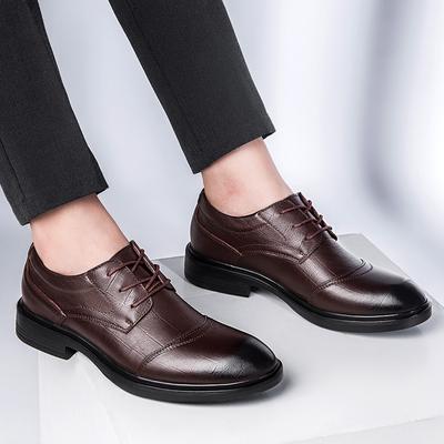 Genuine Leather Brogue Dress Shoes Handcrafted Mens Oxford Shoes Male Comfortable Walking Footwear Classic Business Formal Shoes