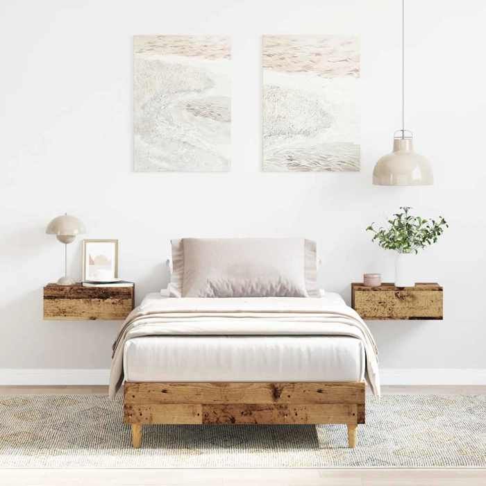 VidaXL Cadre de lit sans matelas vieux bois 90x190 cm bois ingénierie, meuble de chambre à coucher, sommier, lit simple, 861091