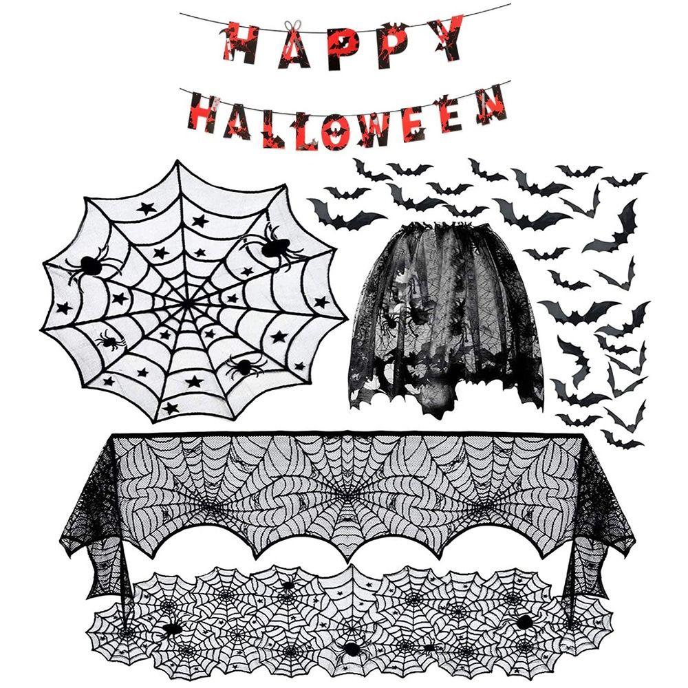 Cloth Halloween Door Curtains Table Flags Spider Web Tablecloth  Halloween