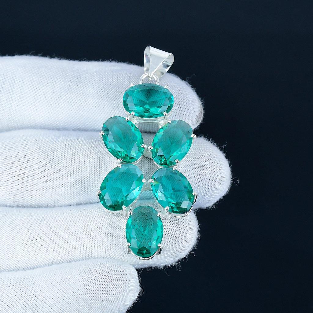 Grüner Apatit Edelstein Anhänger 925 Sterlingsilber - Handgefertigtes Design, Alltagsschmuck, Einzigartiger Grüner Apatit Anhänger Geschenk Für Frauen