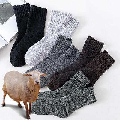 1 par de calcetines cálidos de invierno para mujer, calcetines de lana para hombre, calcetines sólidos súper gruesos, calcetines de lana contra el frío, calcetines de felpa para nieve