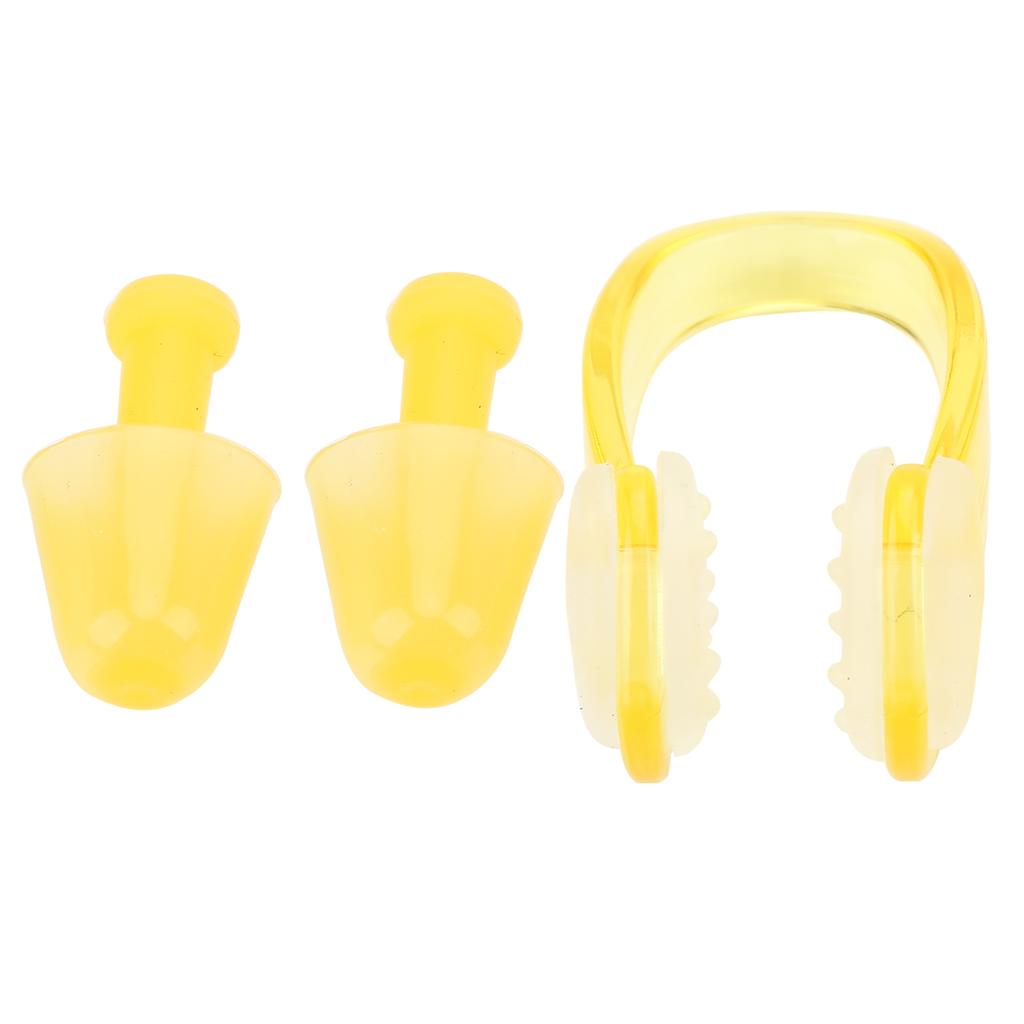 Soft Silicone PC Swimming Ear Plugs Nose Clip Set for Waterproof Surfing Diving SportsYellow