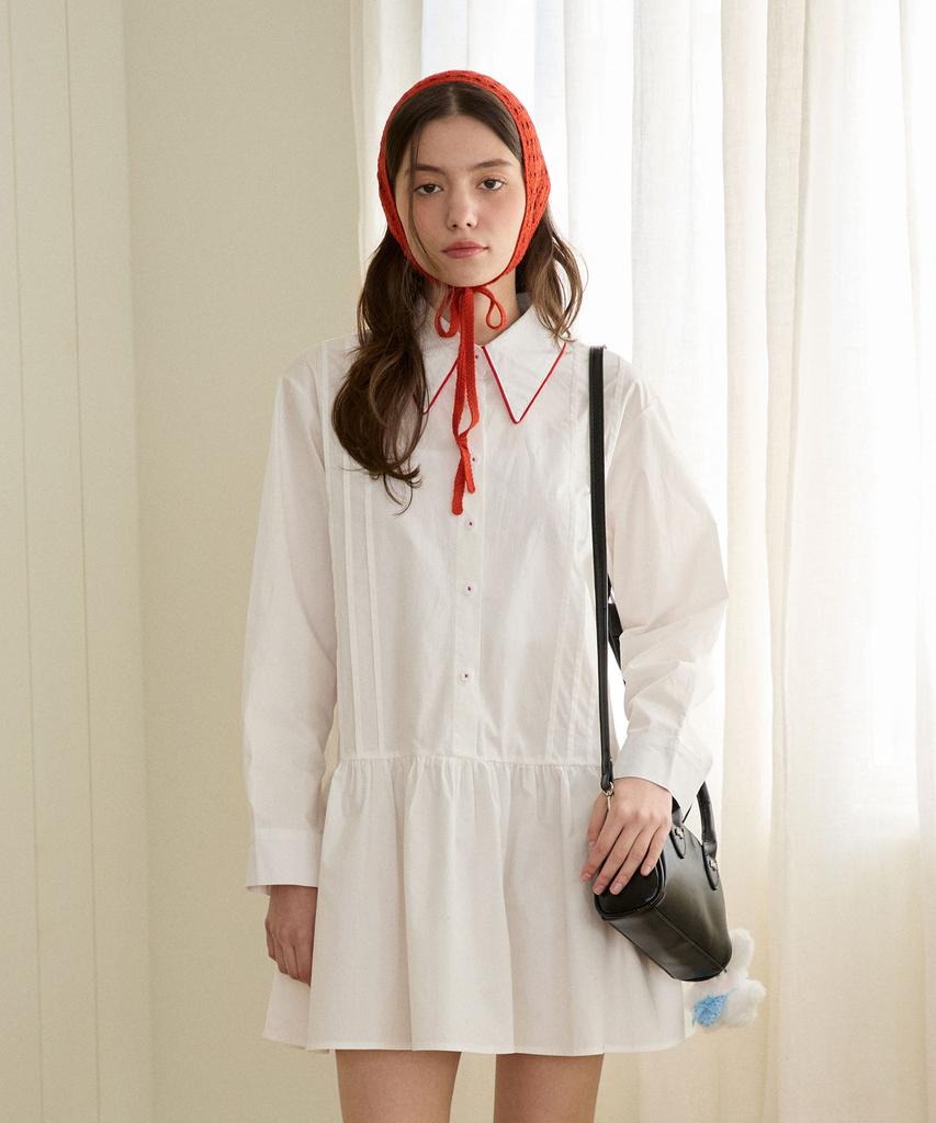 Pink Pineapple Pine Line Shirt Dress_Ivory