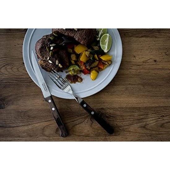 Tramontina Steak Knife Fork 4-Piece Set Dark Dishwasher Safe Made Brazil Polywood 29899 492