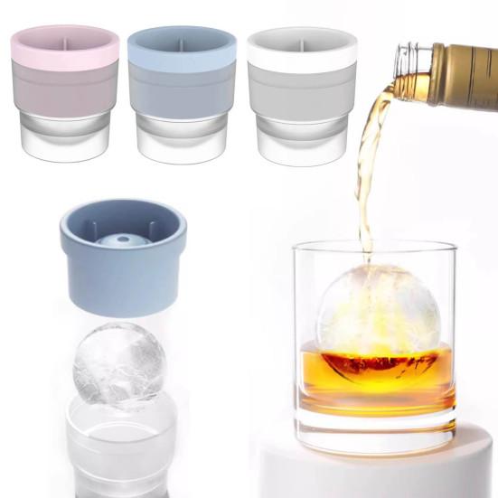 4Pcs Ice Hockey Mold with Lids Easy Release Sphere Ice Cube Maker Stackable Non-stick Puck Mold for Whiskey Cocktails Bourbon
