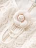 French Sequin Embroidered Lace Dress, Round Neck, Elegant Waist-Gathering, Summer Style for Women.