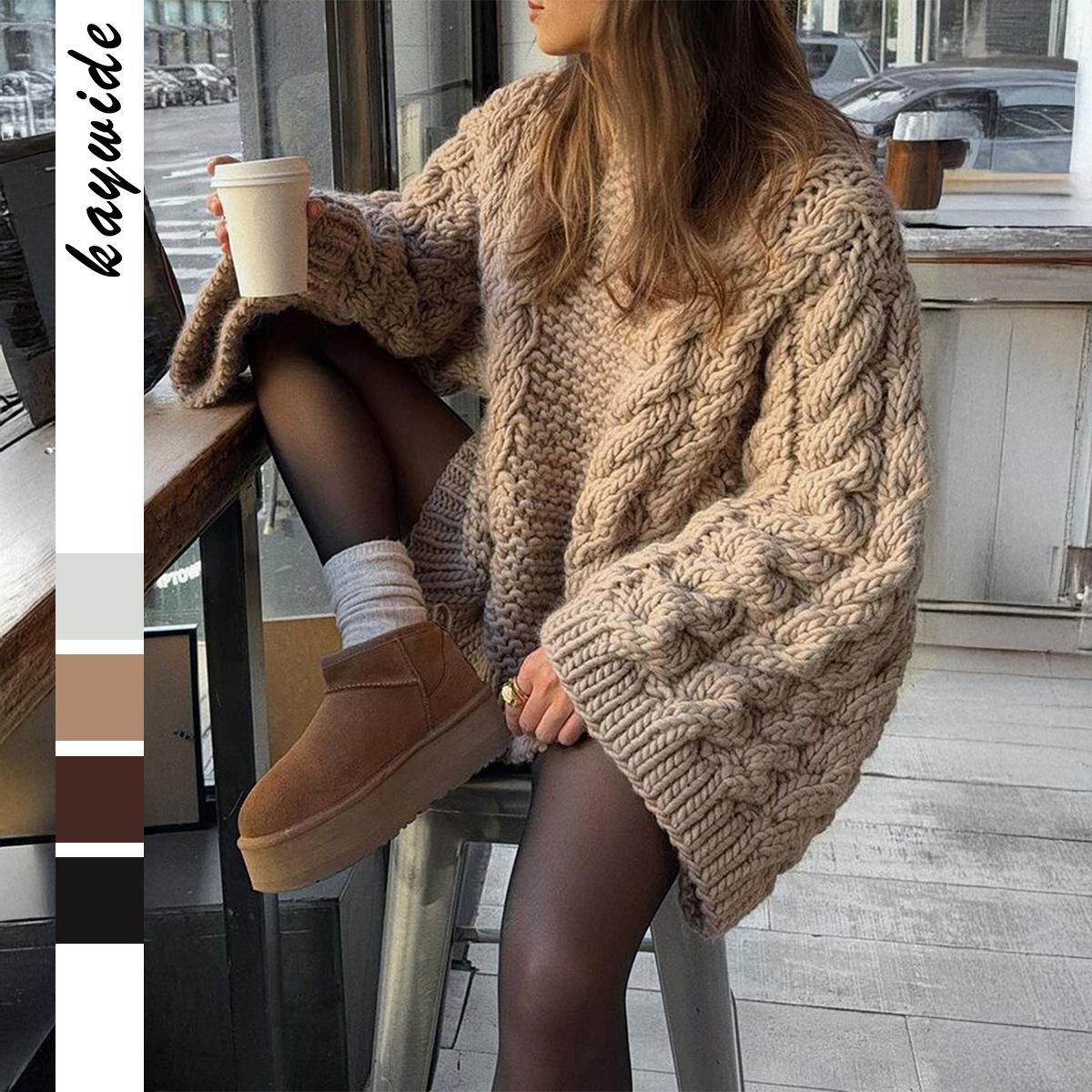 

Casual Long-sleeved Fashion Coat Sweater for Women 2025 Autumn and Winter Versatile Commuting S хаки