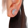 Temperament love moon opal edge inlaid zircon stud earrings female personality Internet celebrity earrings