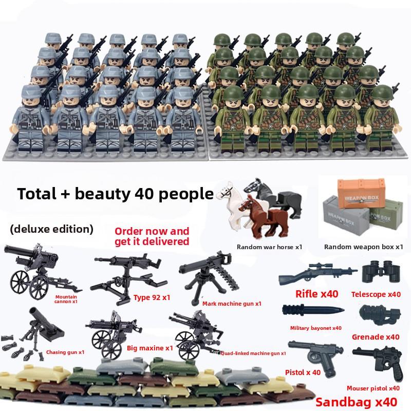 Non-Toxic Dolls Military World War Ii Doll Weapon Accessories Digital Assembly Toy Crawler Children'S Educational Splicing With Toys