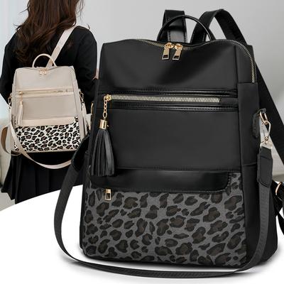Leopard Print Lightweight Travel Backpack Women Multi-Use Shoulder Bag Large Capacity Backpack