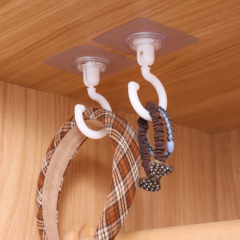 5-Haken Drehbarer Selbstklebender Wandhalter für Küche, Decke und Tür - Nahtloses Bohrloses Design für Utensilien, Kleidung und Hüte