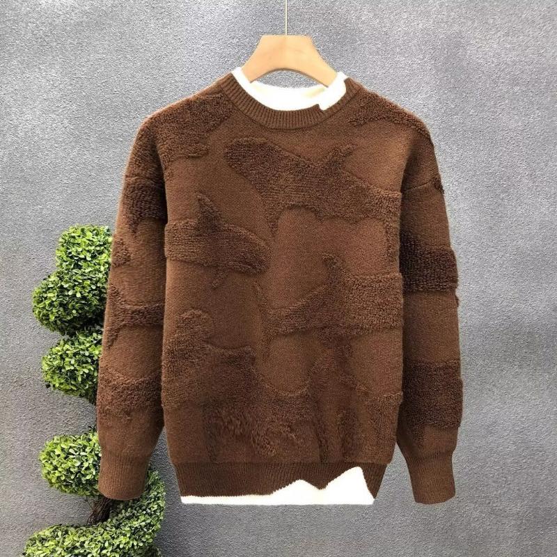 Autumn Winter Fashion Round Neck Long Sleeve Solid Sweaters Men's Clothing Casual All-match Warm Simplicity Knitting