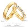 Gold Color Lover Crystal Stainless Steel Rings for Men Women Engagement Wedding Band Fashion Valentine's Day Jewelry