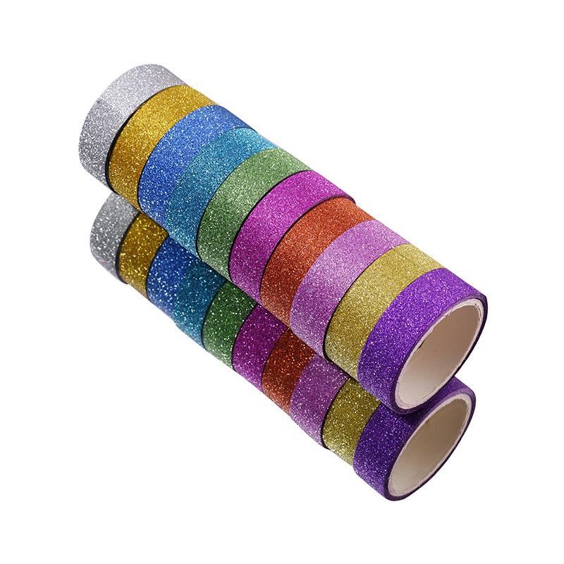 10PCS Glitter Glitter Pattern Washi Tape Adhesive Sticker Hand Diary Stickers Masking Tape Decorative Christmas DIY Crafts