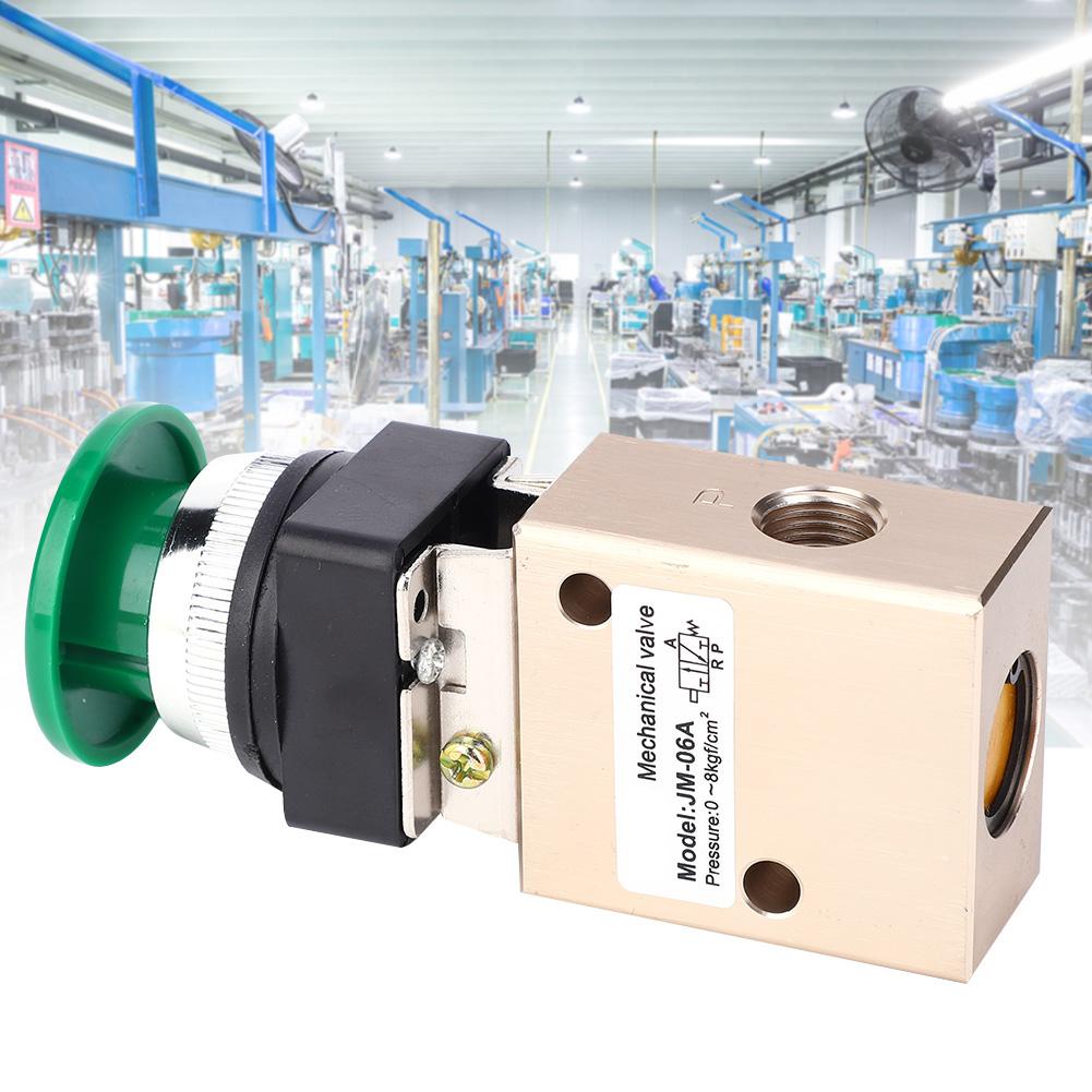 JM 06A Pneumatisches mechanisches Ventil 2 Positionen 3 Wege Federrückstellung Druckknopf PT1 4in Ventil