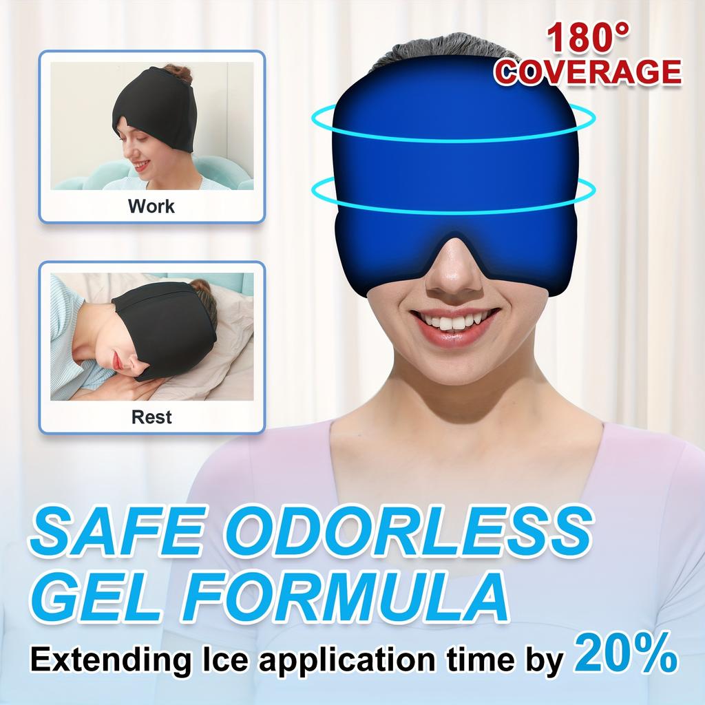 Gel Headache Ice Cap, Migraine Relief Cap - Stretchable Head Cover 