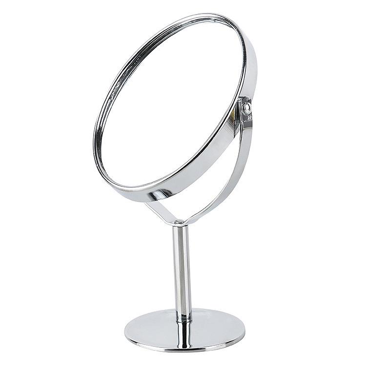 Double-Sided HD Makeup Mirror, Round Metal, 1:2 Magnifying, Rotating Design