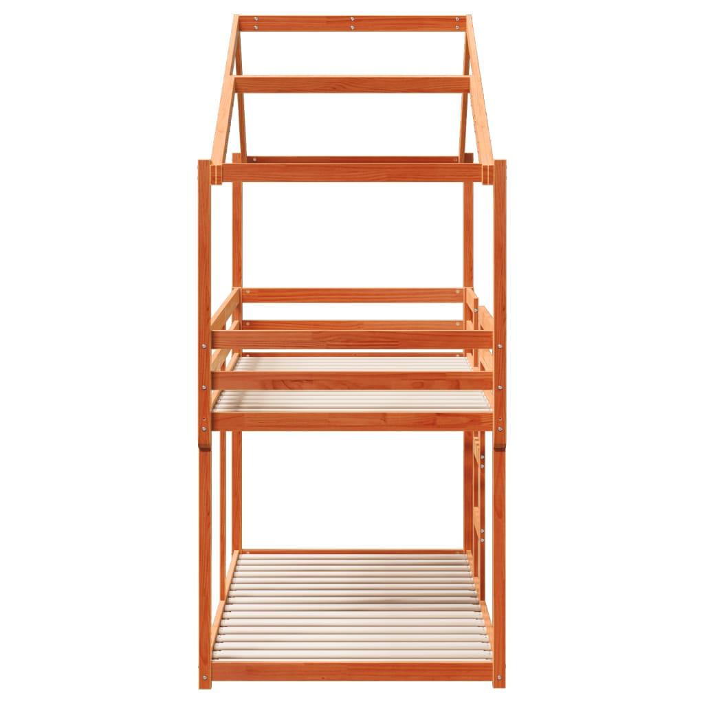 Bunk Bed with Canopy Wax Brown 90 x 190 cm Solid Pine Wood