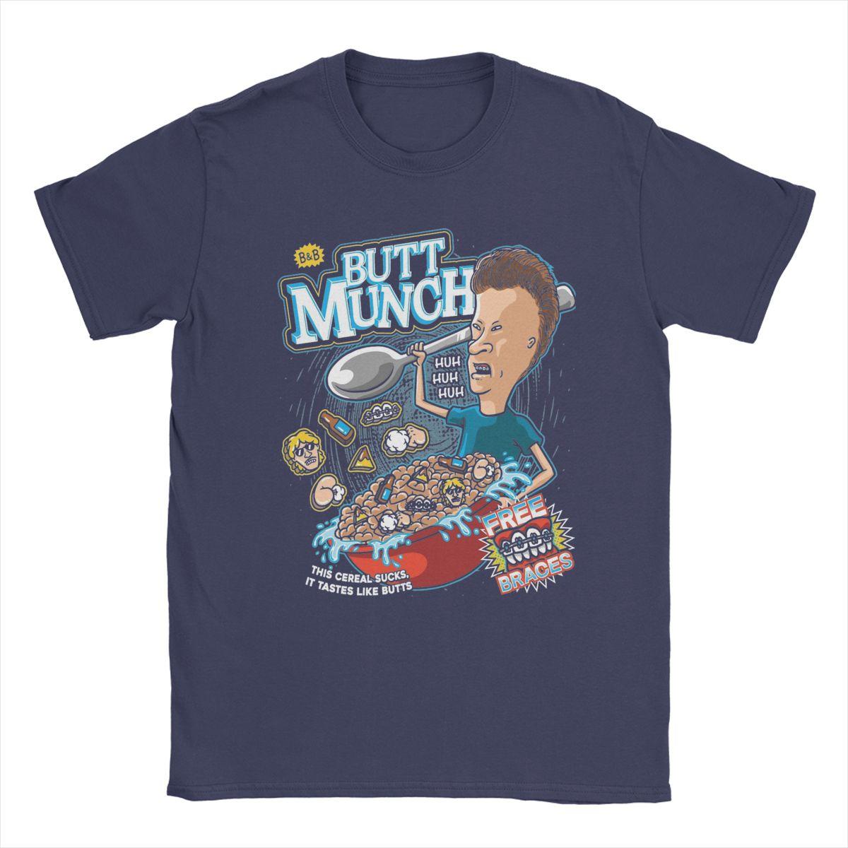 

Butt Munch Beavis And Butthead T Shirts Men 100% Cotton Casual T-Shirts O Neck Tee Shirt Short Sleeve Tops Gift Idea L темно-синий