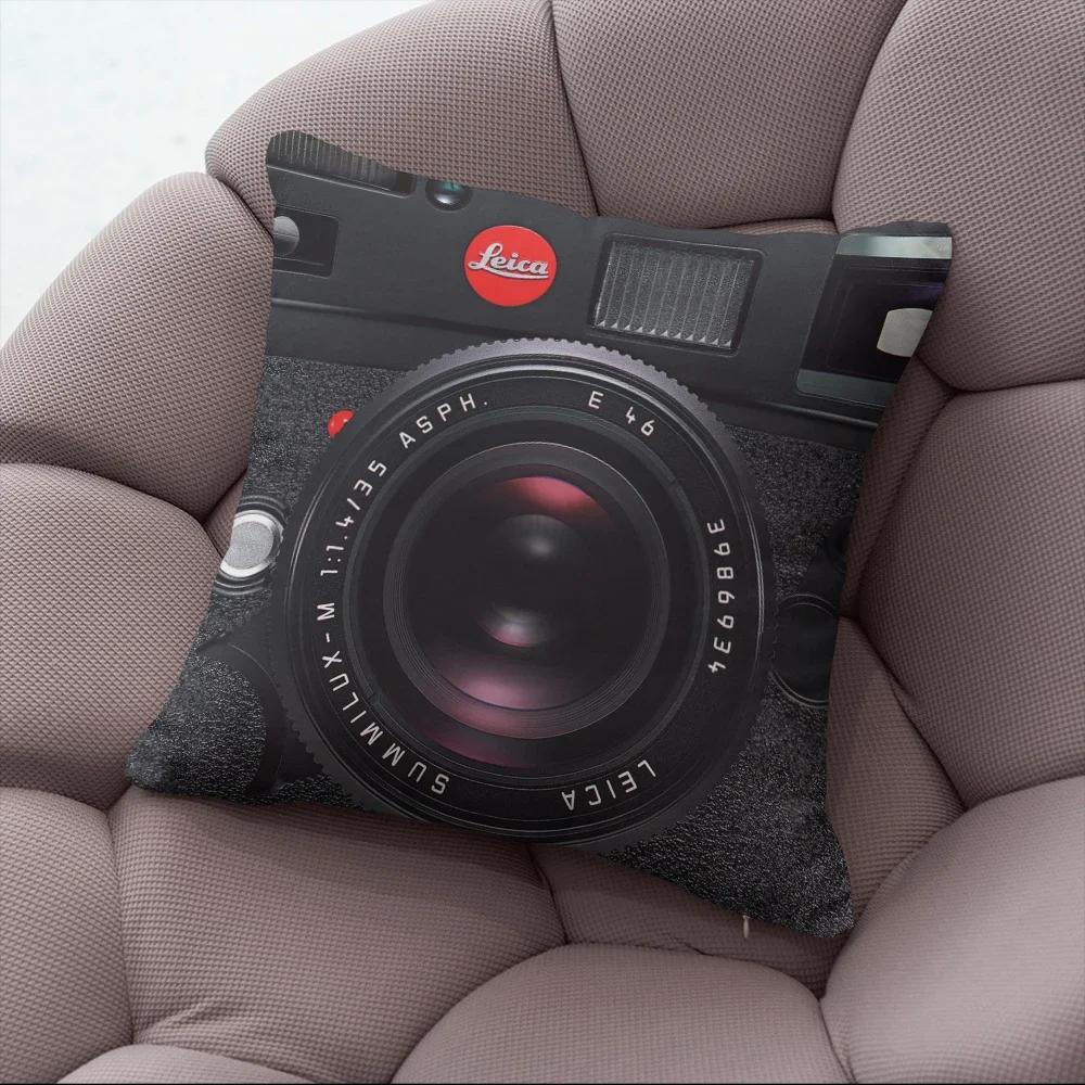 Fun Decorative Pillow Cover With Music Tape Print Cute Kawaii Camera Sofa Bedside Cushion Cover Short Plush Zipper Pillowcase