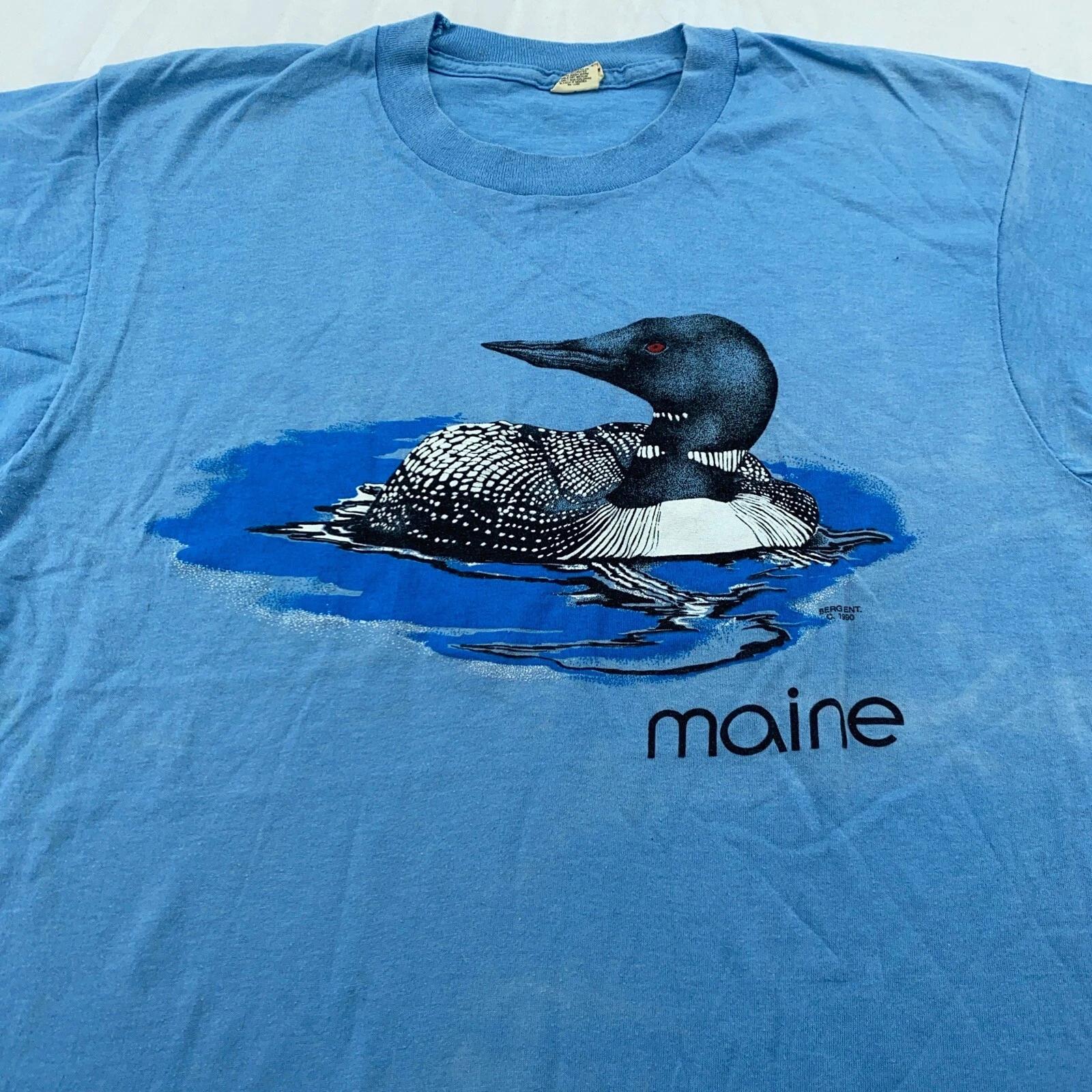 vintage 90s DUCK MAINE T-Shirt SMALL loon bird nature S