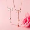 Women Summer Fashion Simple Bow Tassel Necklace Clavicle Chain Necklace Jewelry Accessories Valentines Day Birthday Gifts