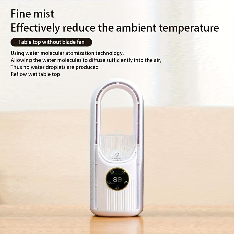 USB Powered Bladeless Fan With Mist Spray Night Light Quiet Cooling Desktop Fan For Home Office Dorm Use