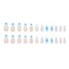 Three-dimensional Fresh Blue Gradual Change French Ice Through Lily Pearl Niche Removable Manicure Piece 24pc