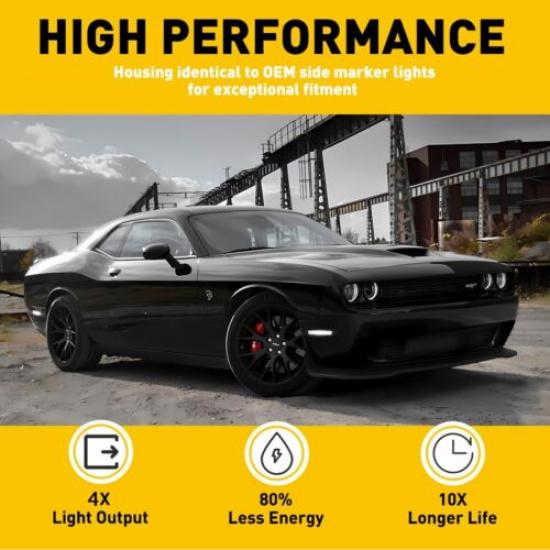 For 2015- Dodge Challenger Rear White Bumper Side Marker Lamps Lights