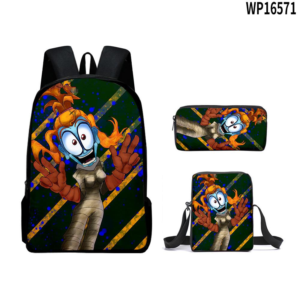 3Pcs Set Book Bags Kids Bags 3D New Gas Lamp Area The Gaslight District Backpack Student Backpack Crossbody Bag Pen Bag