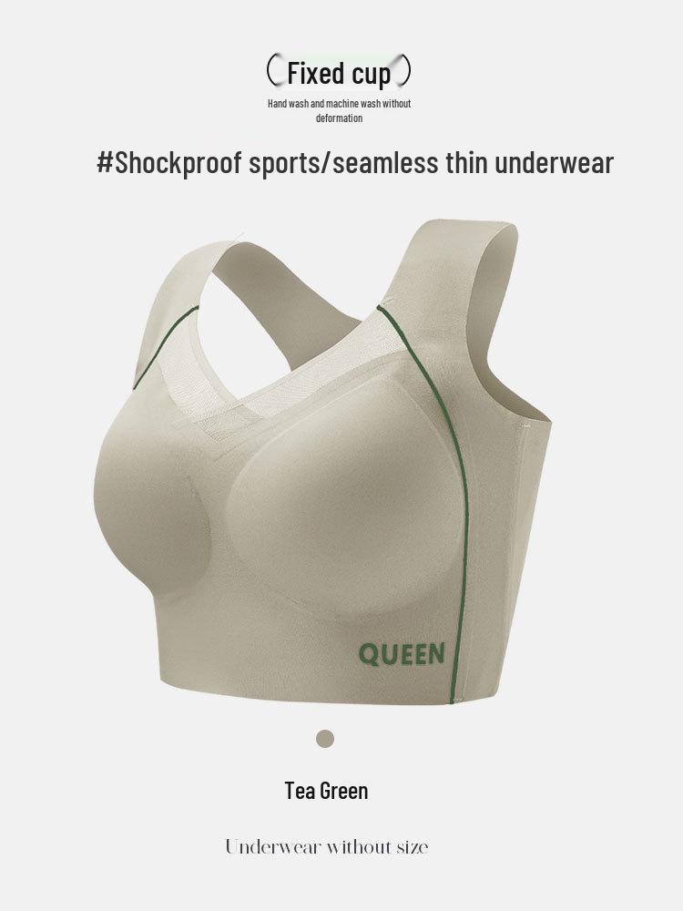 Seamless Plus Size Shockproof Sports Bra with Widened Side Wall and Push-Up Support, No Steel Ring