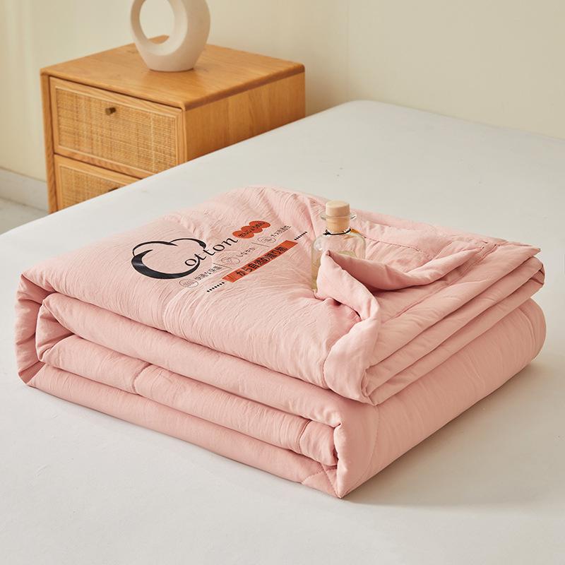 

2026 Japanese Style Solid Color Washed Cotton Summer Quilt for Air Conditioning—Single & Double Sizes Available 110x150cm