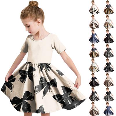 Rochie de Vară pentru Fete Rochie Skater pentru Copil Mic Culoare Solidă Mânecă Scurtă Casual A-Linie Rochie Tricou