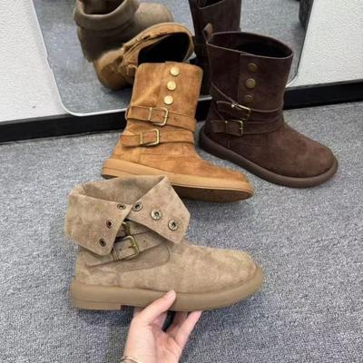 2025 New Popular Autumn and Winter Martin Boots Women's Versatile British Style Mid-tube Boots Thick-soled Heightening Fashion Knight Boots Women