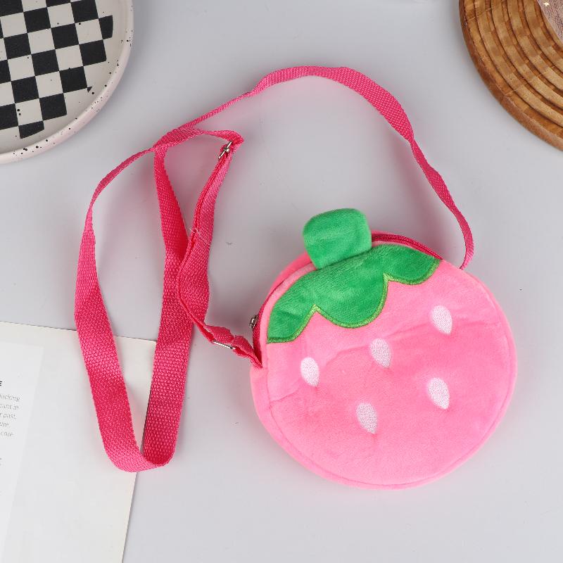 Cartoon Strawberry Plush Crossbody Bag Cute Strawberry Shoulder Bag Phone Bag Coin Pouch Wallet For Kid Adults Gift