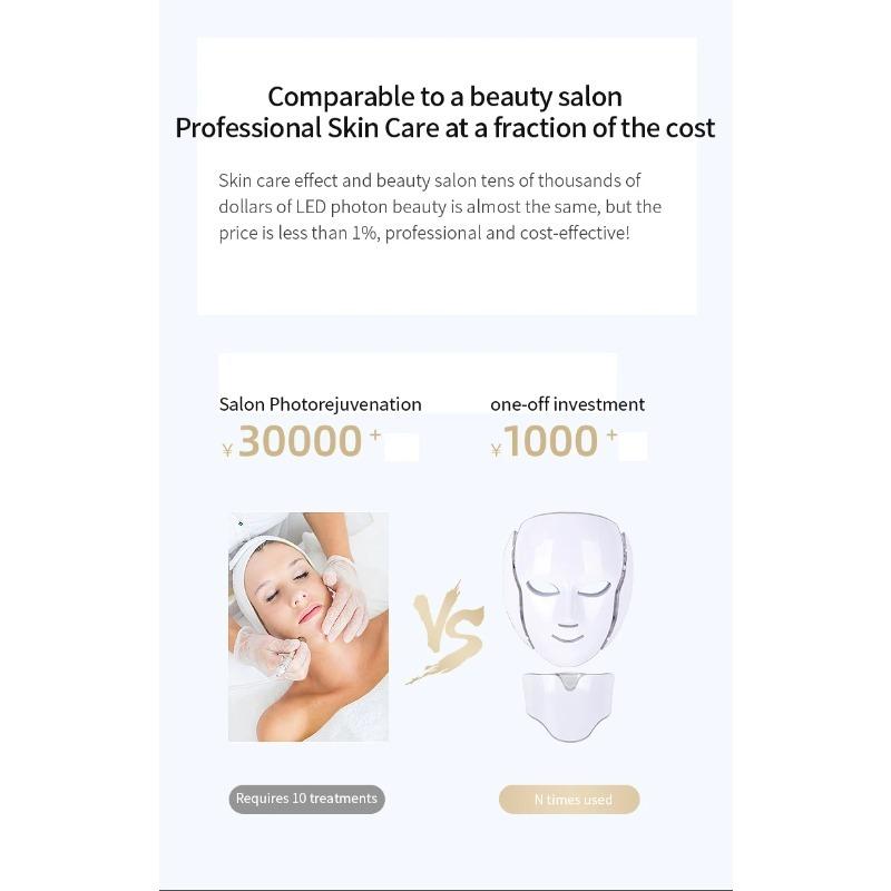 7 Colors LED Firming & Whitening Mask Facial Device - Facial & Neck Anti-Acne Professional Skin Therapy