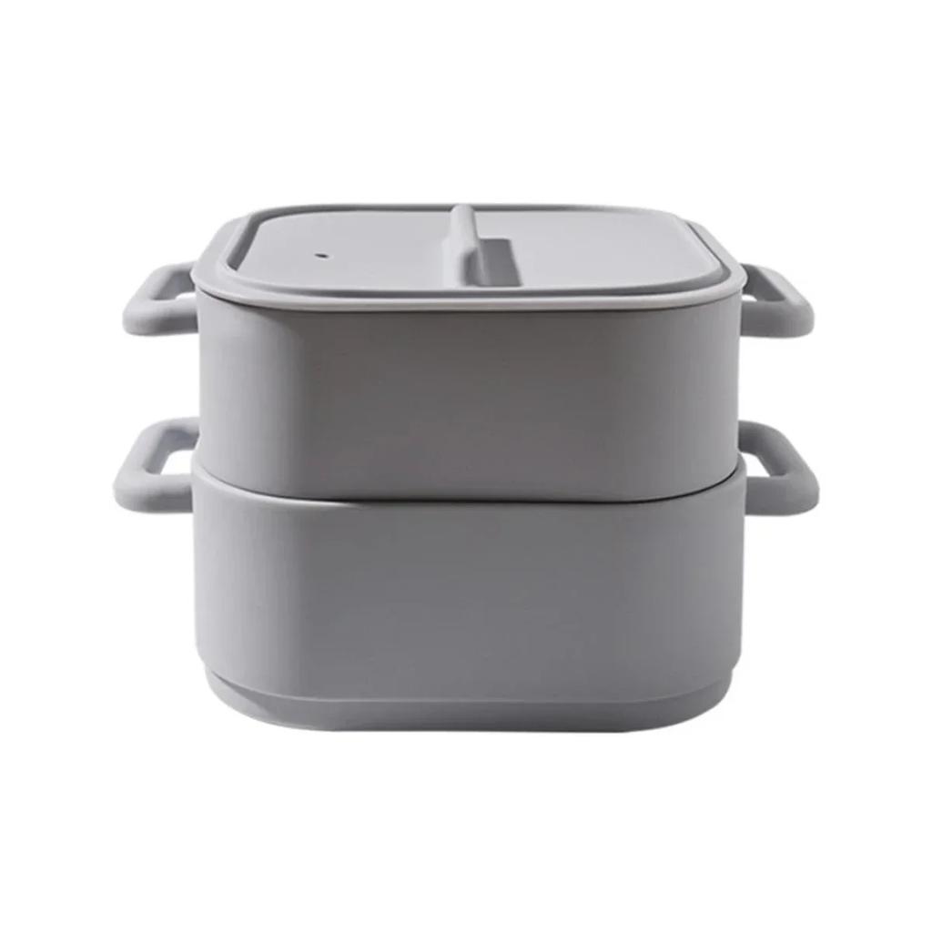 2 Pieces Silicone Microwave Steamer Bowls with Handle Oven Safe Food Storage Containers for Quick and Healthy Cooking