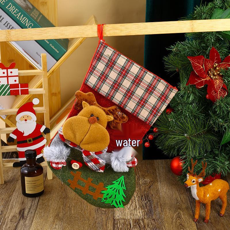 Large Plaid Fence Christmas Stocking and Gift Bag for Kids