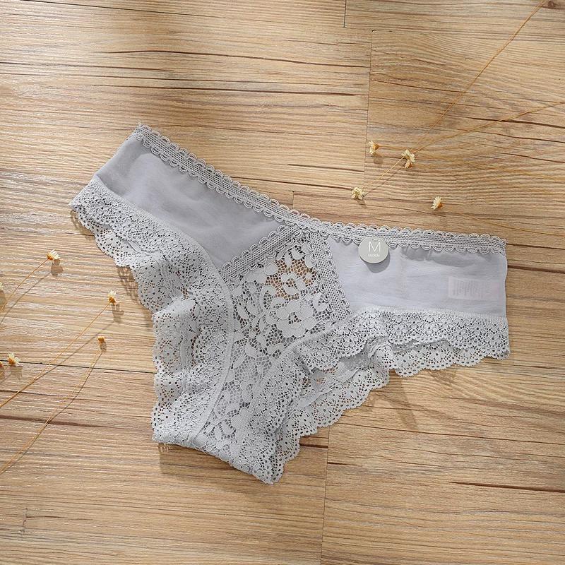 Victtoia Mrs Sexy Lace Panties for Women, Mesh Transparent Hollow-Out Semi-Coverage Seductive Briefs