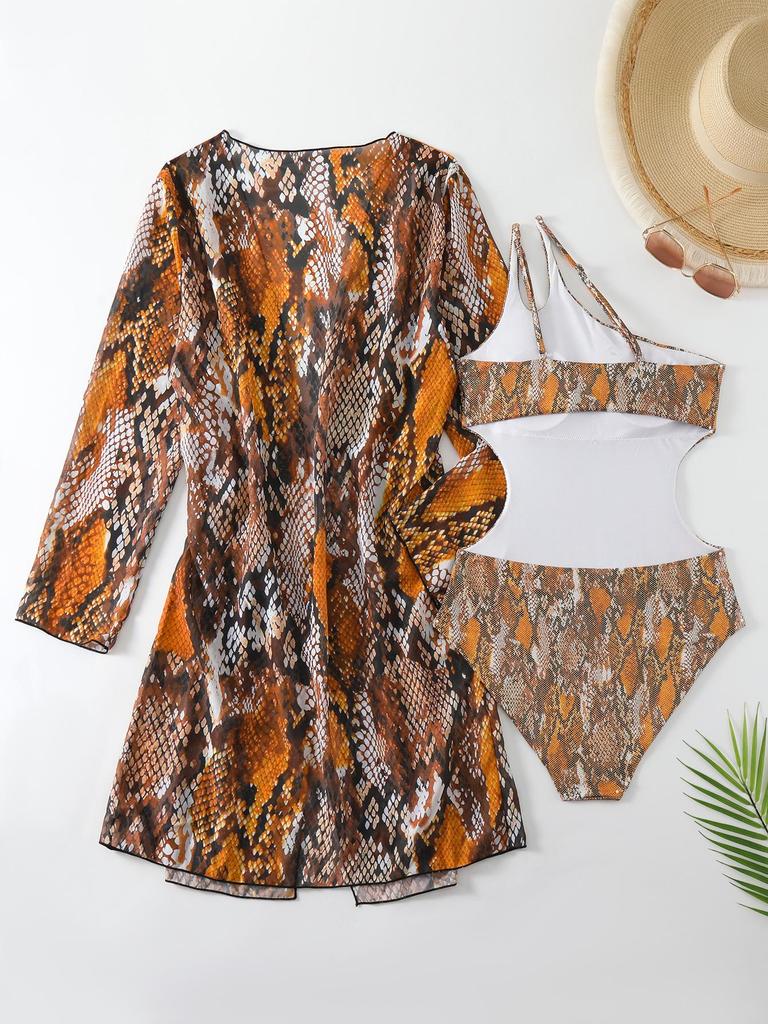 2025 Retro Long Sleeve One-Piece Bikini Cover-up for Women