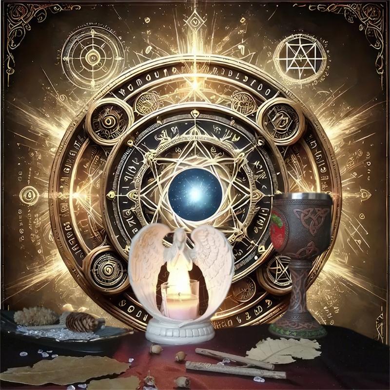 Fleece Tarots Cloth 50x50cm/60x60cm/75x75cm Soft Divination Mat with Mystical Pattern Suitable for Psychic Reading