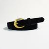 Luxury Design Suede Leather Belt Versatile Gold Pin Buckle Women Waist Belt Retro Vintage Frosted Thin Waistband